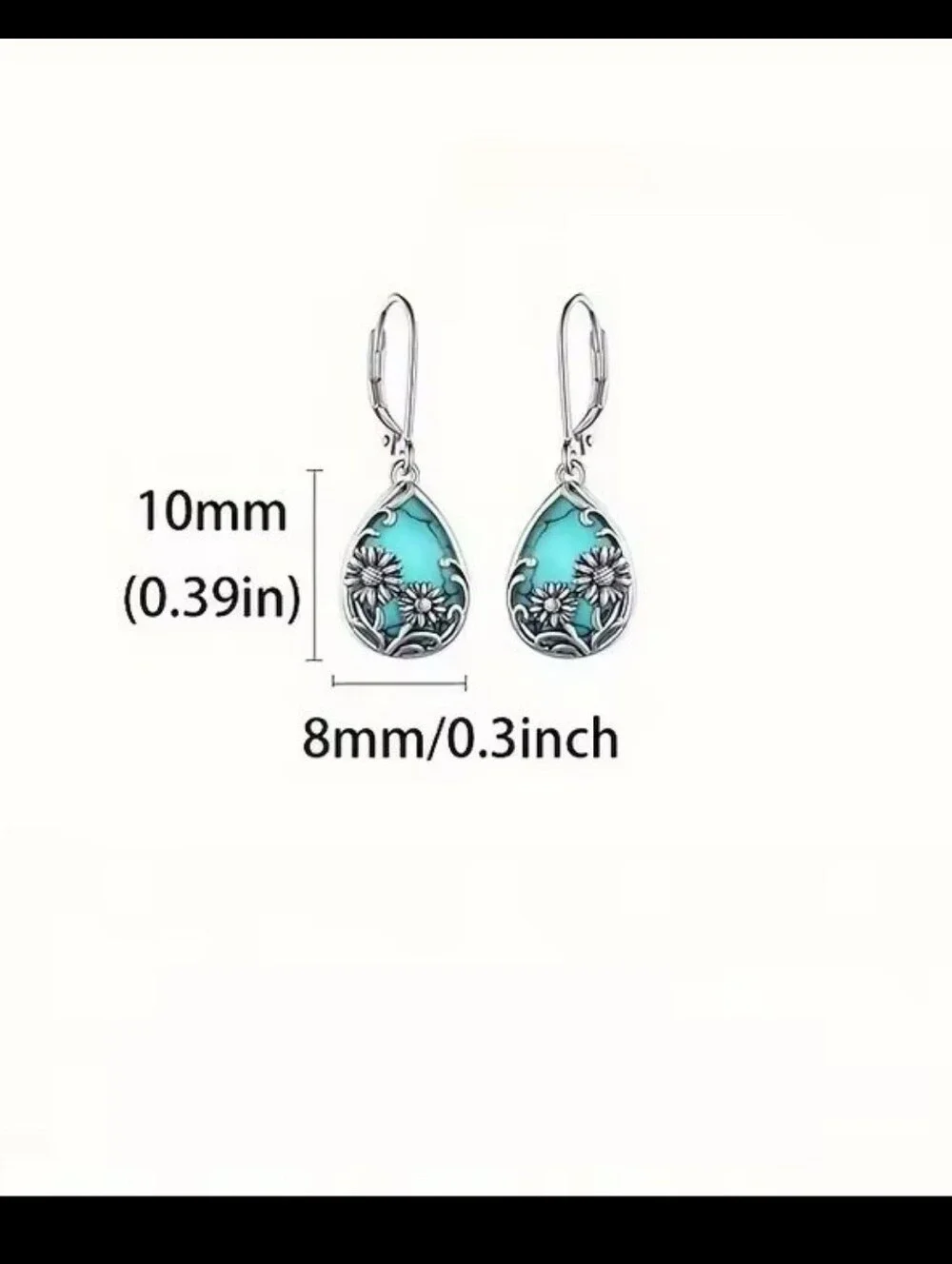 Vintage Turquoise Earrings Women's Sunflower Dangle Jewelry New G28